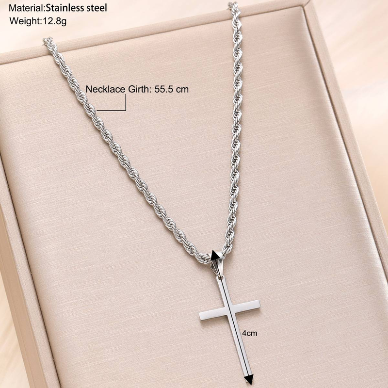 Collana da uomo con ciondolo a croce con catena alla moda hip hop unisex twist_voghion.com