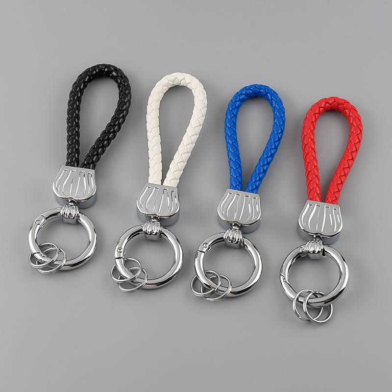 Creatieve kroon handgeweven touw auto sleutelhanger persoonlijkheid mode sleutelhanger hanger leren touw tas kleine accessoires_voghion.com