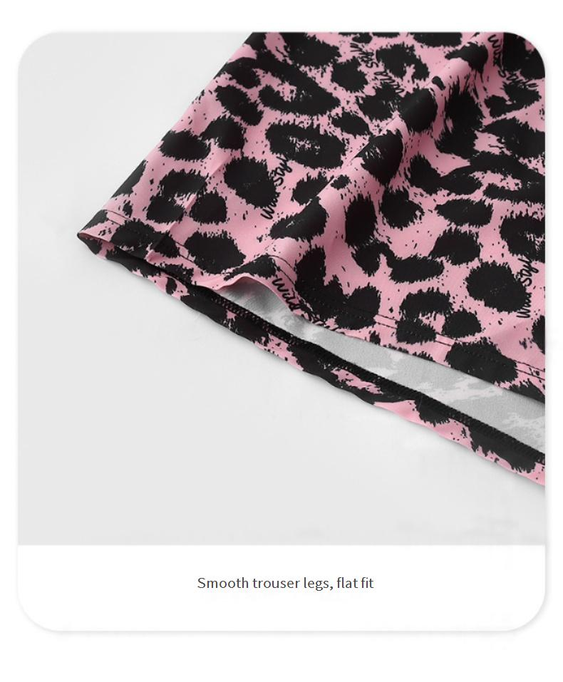 Cueca boxer masculina com estampa de leopardo rosa da moda, cueca boxer casual solta e tecida_voghion.com