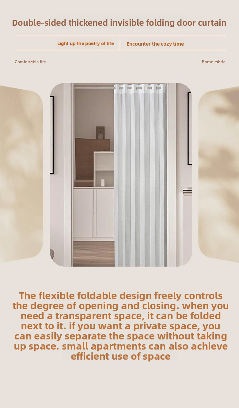 Foldable Room Divider Curtain 2025 - White Polyester Fabric Privacy Screen For Living Room, Bedroom, Study - Space Saving, No Drill_voghion.com