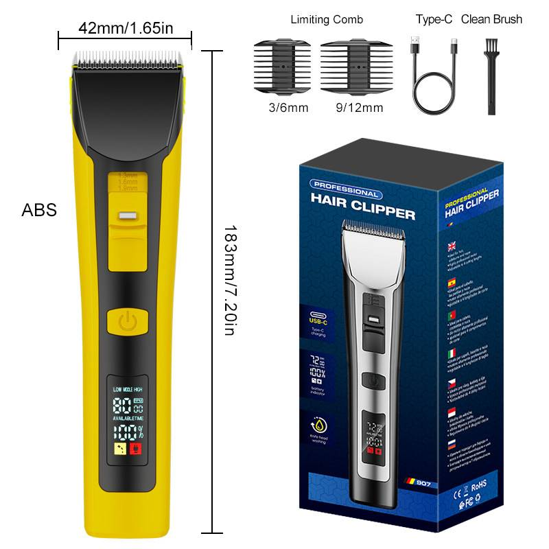 Professional Waterproof Cordless Hair Clipper For Men & Pets - Rechargeable Titanium Alloy Blade, Fast Charging, Low Noise, Home & Salon Use_voghion.com