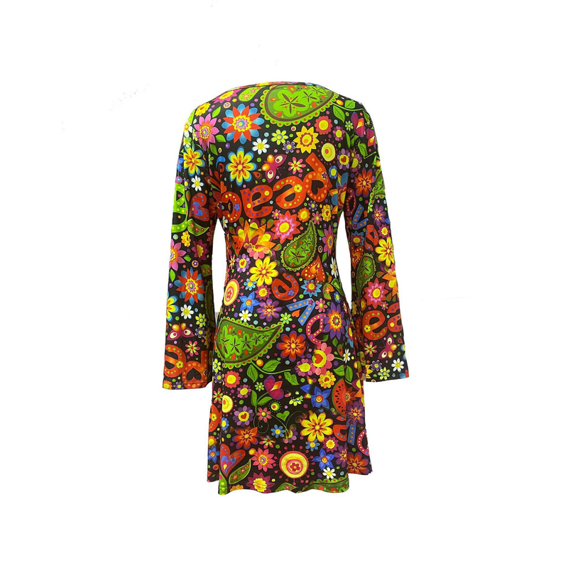 Neu Damen Festliche Vintage Hippie Kleidung Damenkleid mit Kopftuch_voghion.com