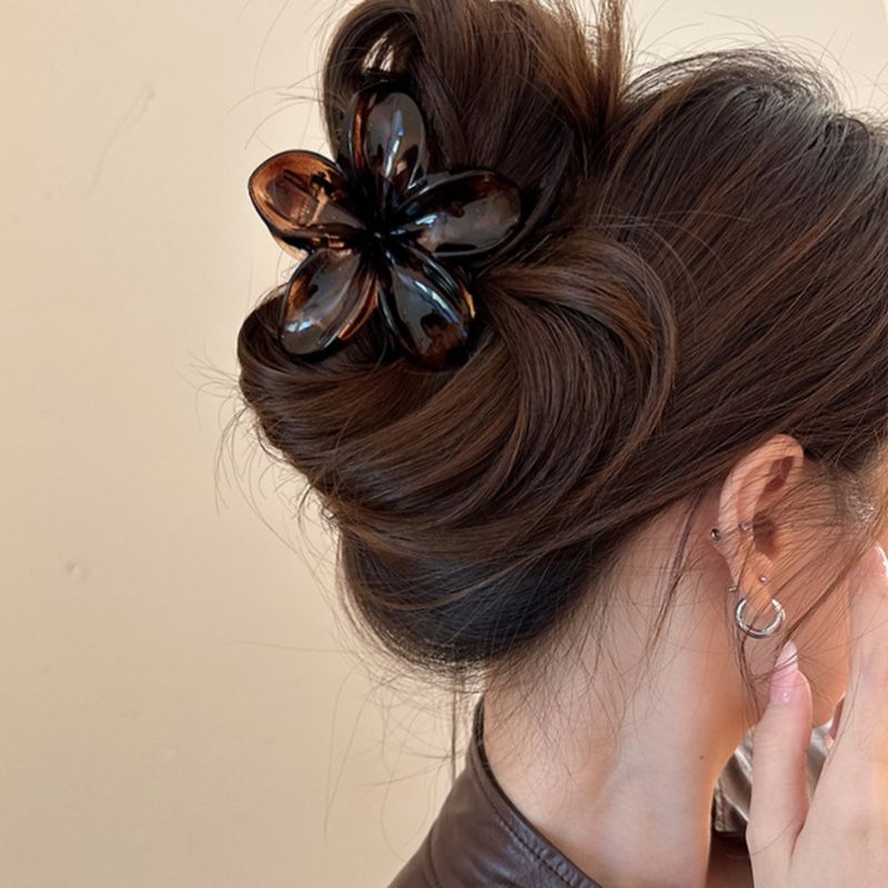3 fermagli per capelli da donna a forma di fiore, a forma di sirena laser, da 8 cm/3,15 pollici, di grandi dimensioni, in plastica leggera marrone beige, alla moda e_voghion.com
