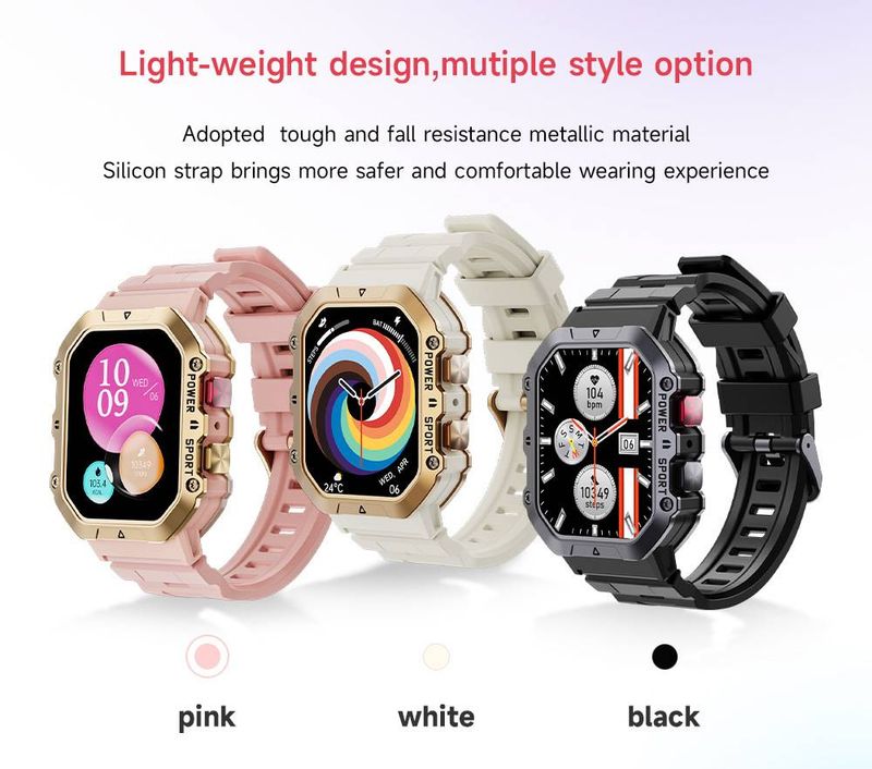 Smartwatch mit Bluetooth-Anrufen, Sprachassistent, Herzfrequenz- und Blutdruckmessung, Multisport-Tracking, Musiksteuerung und Wetteraktualisierungen_voghion.com