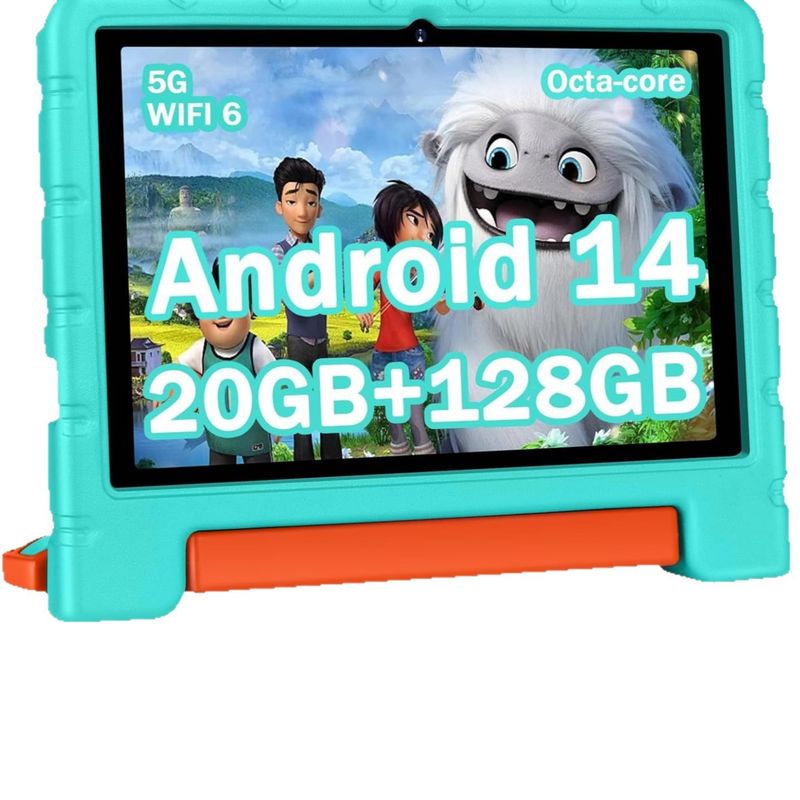 Tablette pour enfants ATOUCH K36 10,1 pouces avec contrôle parental, 128 Go de stockage, double caméra, système d'exploitation Android, Wi-Fi, étui en silicone antichoc (versions US/UK/EU/AU)_voghion.com
