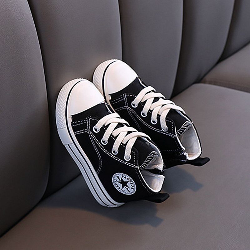 SHLIANG Scarpe da ginnastica per bambini in tela alte con cerniera laterale, comode e traspiranti, con fondo morbido e antiscivolo, scarpe casual da tavola Y0036_voghion.com