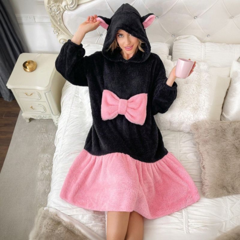 Autumn And Winter Thickened And Comfortable Home Nightgown Sweet Nightgown_voghion.com