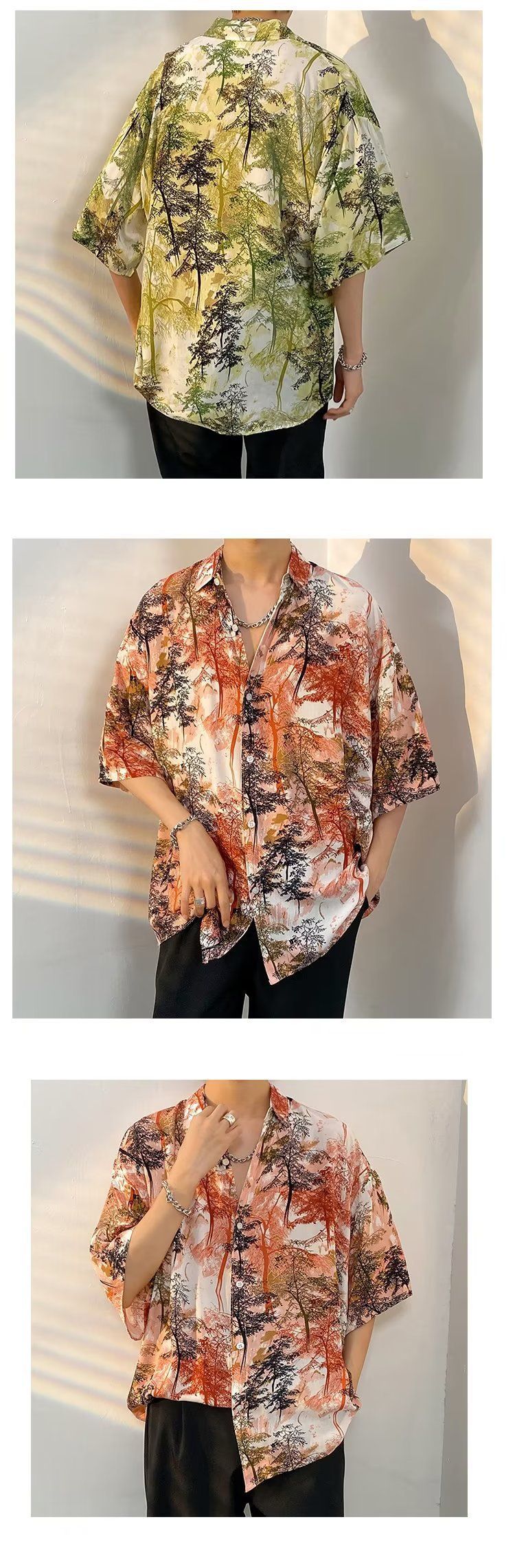 Camicia da spiaggia a maniche corte da uomo con stampa floreale, stile hawaiano, stile coppia, ampia e alla moda_voghion.com