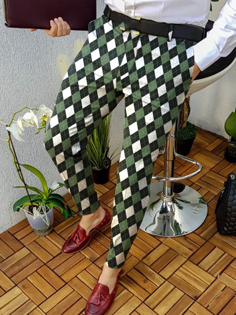 Pantaloni da uomo dritti slim fit con stampa digitale casual a vita media, nuovi modelli primavera 2024_voghion.com