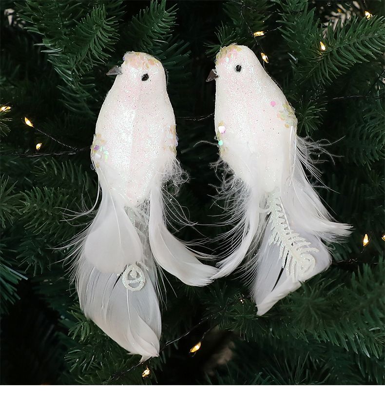 Realistic Red & White Bird Ornaments – Christmas Tree Decor Set For Indoor/Outdoor Use, Festive Garden Accents_voghion.com