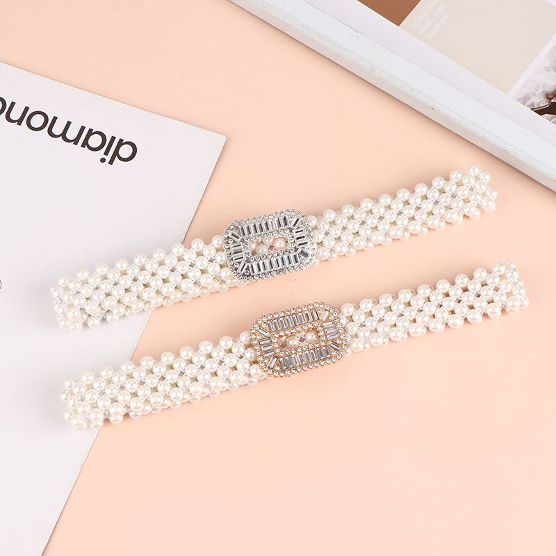 CALDA cintura elegante moda elastica con fibbia con strass cinturino con perle per le donne abito da sposa cinture in vita decorazione_voghion.com