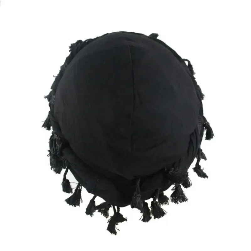 Hot Sale 2024 Férfi Punk Burr szegély csavart farok rojt pamut bandana komló turbán kalapok Fejvédő sapka egyszínű Docker sapka_voghion.com