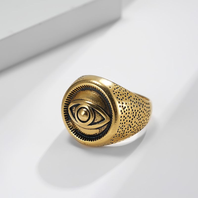 Retro style devil eye stainless steel men's ring ring titanium steel bracelet_voghion.com