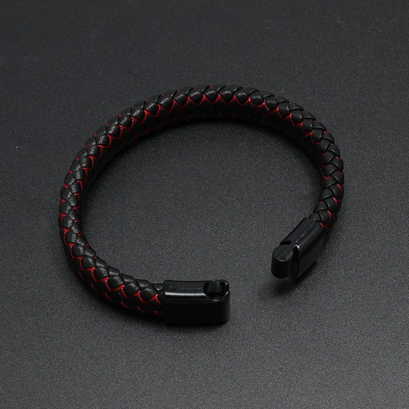 Forest Style Fashion Geweven Leren Geluks Rode Touw Zwarte Armband Heren Trendy Licht Luxe Hoogwaardige Sieraden_voghion.com