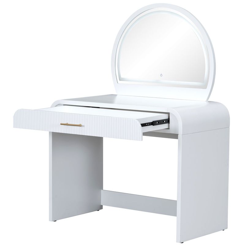39" Makeup Vanity Table With Mirror Touch Screen Lighted Mirror, Dressing Table With Drawer For Bedroom, White_voghion.com