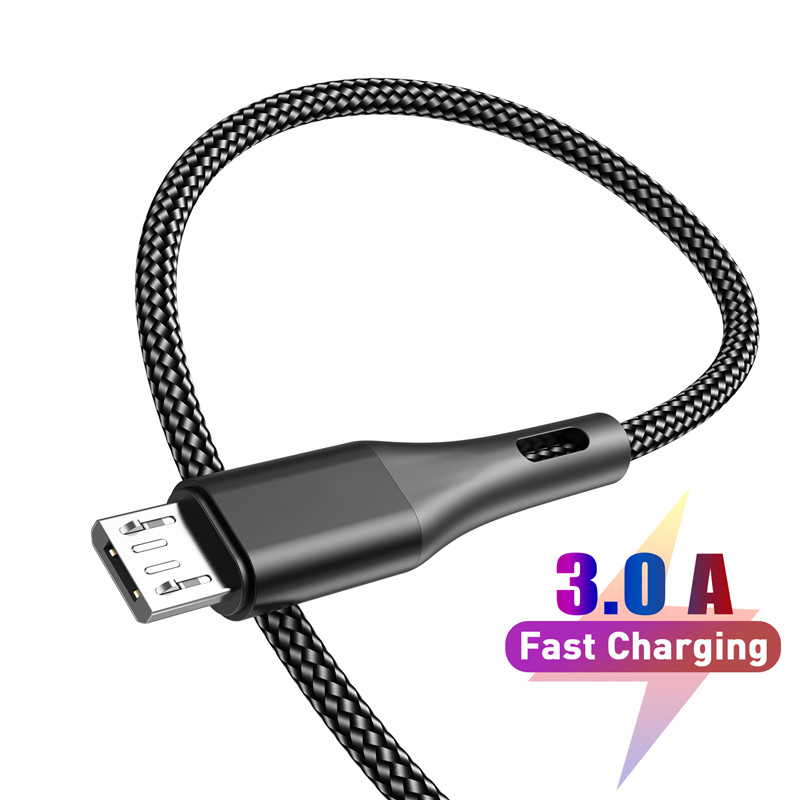 USB-kaapeli Micro nopeaan lataukseen 3A MicroUSB-kaapeli sopii Samsung S7 Xiaomi Hongmi Note 5 Pro Android-puhelinkaapelille_voghion.com