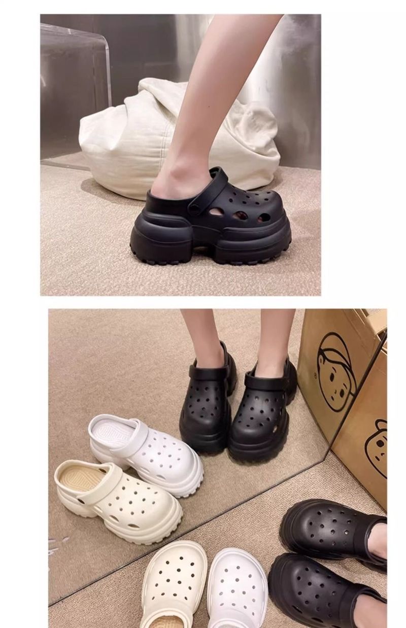 Neue hochhackige Lochschuhe mit dicker Sohle für Damen im Herbst und Sommer, superdicke, höhenverstärkende, weiche, rutschfeste EVA-Sandalen mit geschlossener Zehenpartie_voghion.com