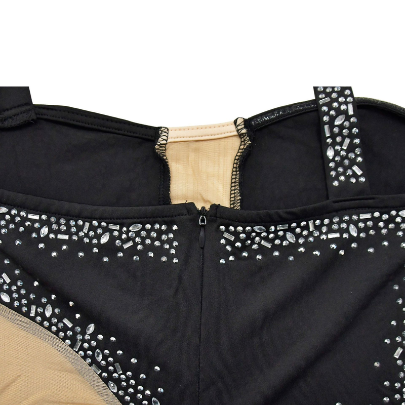 Abito da donna con gonna corta senza maniche in rete tinta unita a rombi caldi_voghion.com