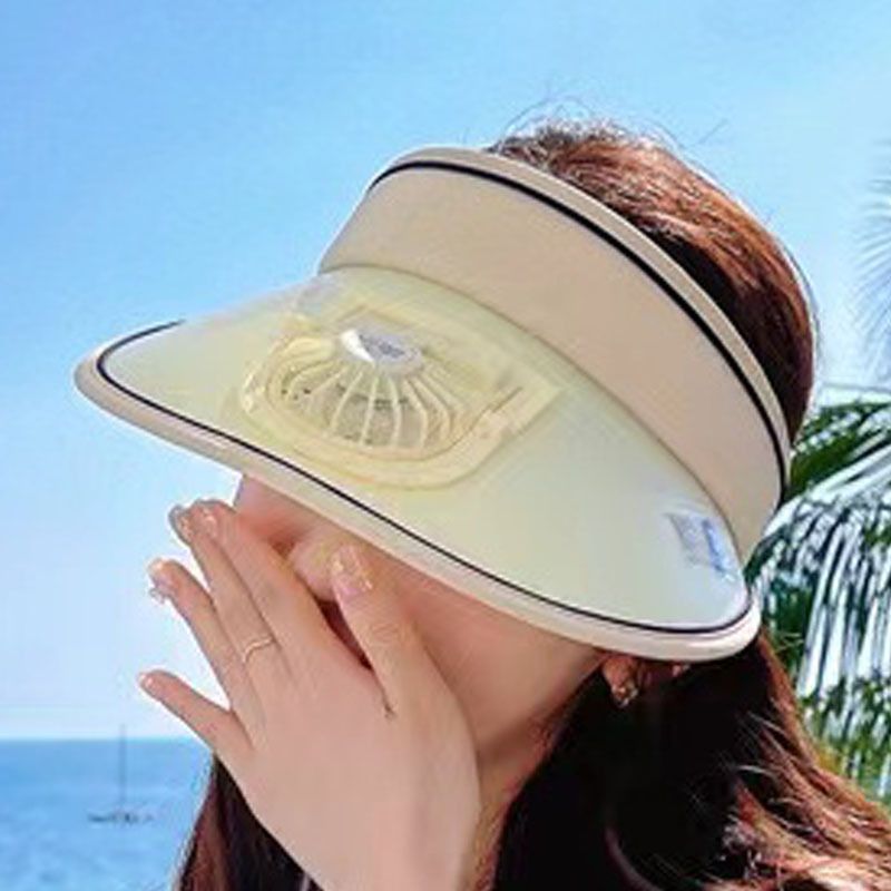 USB Rechargeable Fan Hat With UPF50+ Sun Protection - Unisex Outdoor Cooling Visor For Summer Lightweight Breathable Sun Hat With Built-in Fan_voghion.com