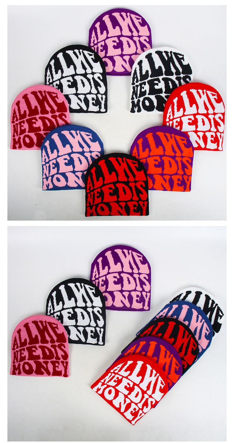 Herrenhüte Strickmütze aus Jacquardwolle, Pullovermütze, Mütze im Buchstabenstil_voghion.com