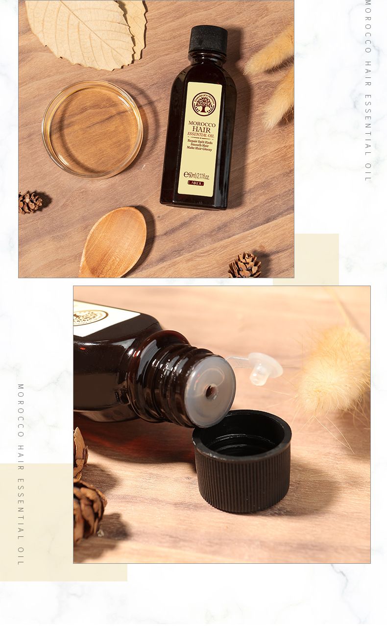 Laico Moroccan Hair Care Essential Oil 60ml Kuiville ja sileille hiuksille tarkoitettu hoitoaine, huuhteluton, englanninkielinen pakkaus_voghion.com