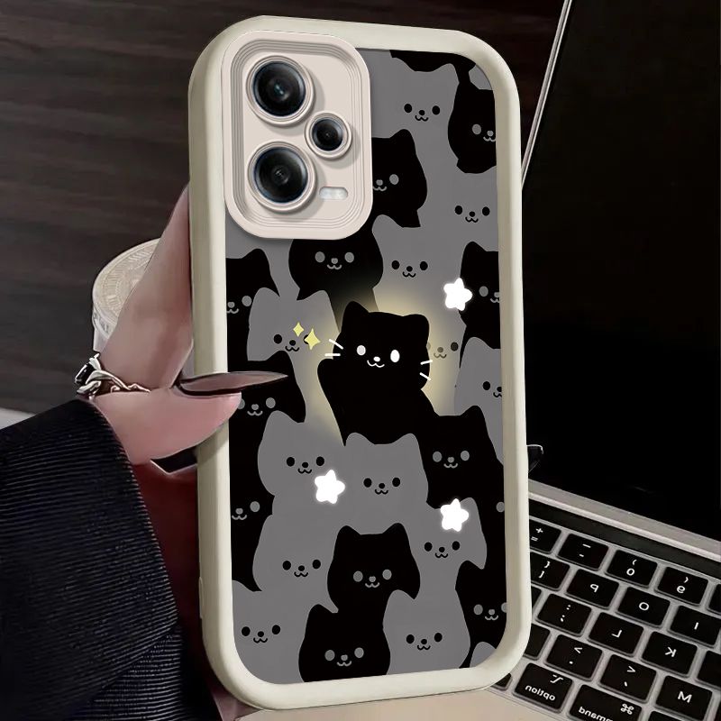 Cute Cartoon Glowing Cat Case for Xiaomi Redmi Note 12 11 13 Pro Plus 4G 5G 10S 11S 9S 12S 10 9 Redmi 12C 14C 13C A3 12 Funda_voghion.com