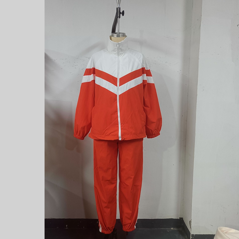 Damenbekleidung Damenmode Street Sports Style Splicing Windbreaker Anzug Zweiteiliger Anzug Damen Frühling und Herbst Locker Atmungsaktiv_voghion.com