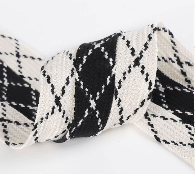 Shoe Accessories Colorful foot tassel waist rope plaid flat wide cotton yarn suitable for shoelaces pants belt metal_voghion.com