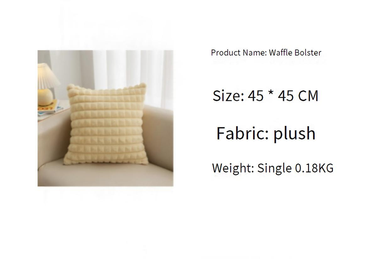 Plush Waffle Knit Throw Pillow - 18x18 Inch Super Soft Decorative Cushion (High-Density Filling For Sofa Bed Reading Nook Cozy Home Decor)_voghion.com