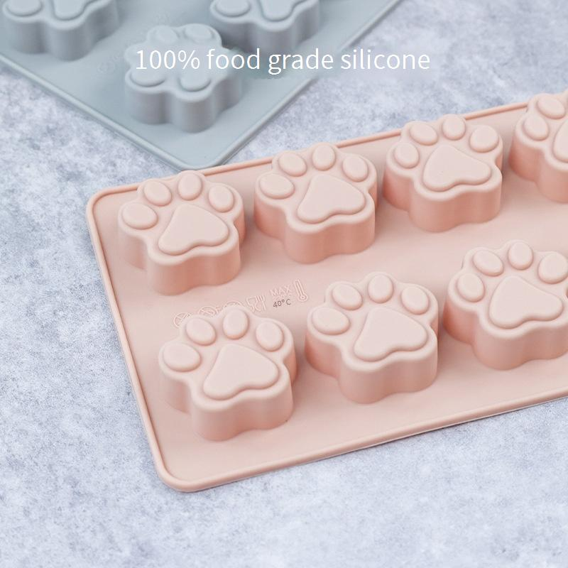 Moule en silicone 10 cavités en forme de patte de chat - Moule à biscuits au chocolat et glaçons (antiadhésif, sans BPA, lavable au lave-vaisselle, pour la fabrication de desserts maison)_voghion.com