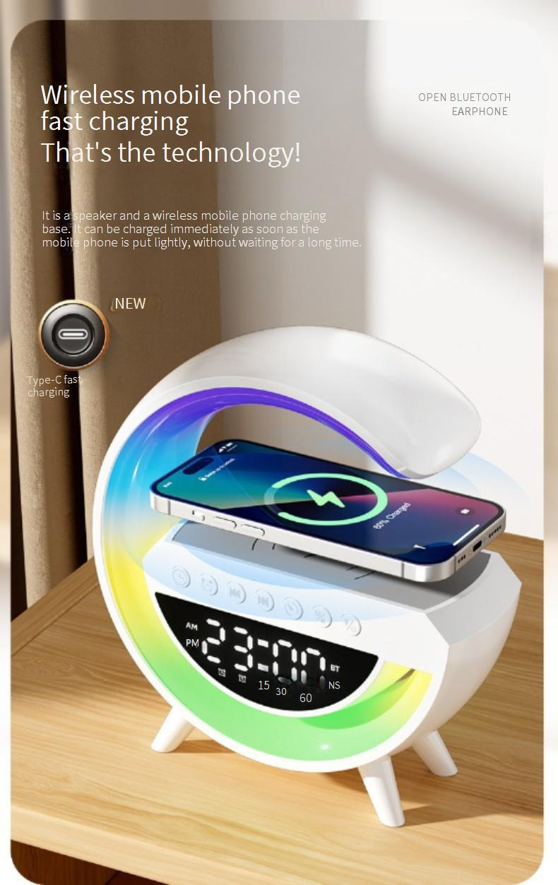 Portable Speakers Three In One Technology Sense Wireless Charging Bluetooth Speaker Bedside Small Atmosphere Light Electronic Digital Display Big G_voghion.com