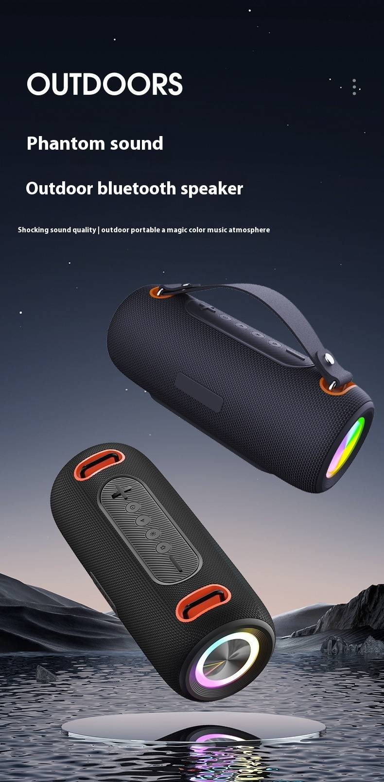 30W Portable Bluetooth Speaker With RGB Lights - IPX6 Waterproof, High-Quality Sound For Outdoor Use_voghion.com
