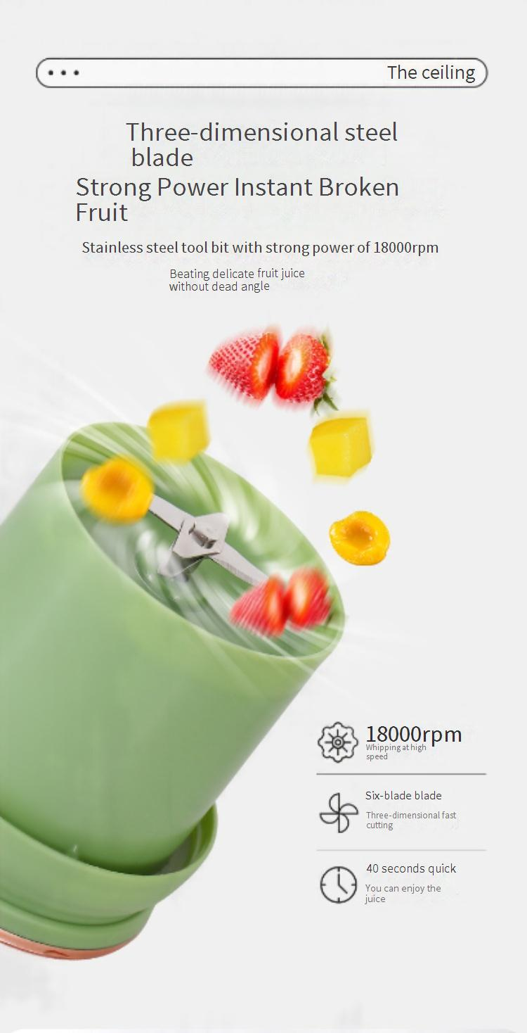 Portable Blender Juicer Cup, 400ml USB Rechargeable Smoothie Maker With 18000 RPM, 5 Blades, BPA-Free, For Home, Office, Gym_voghion.com