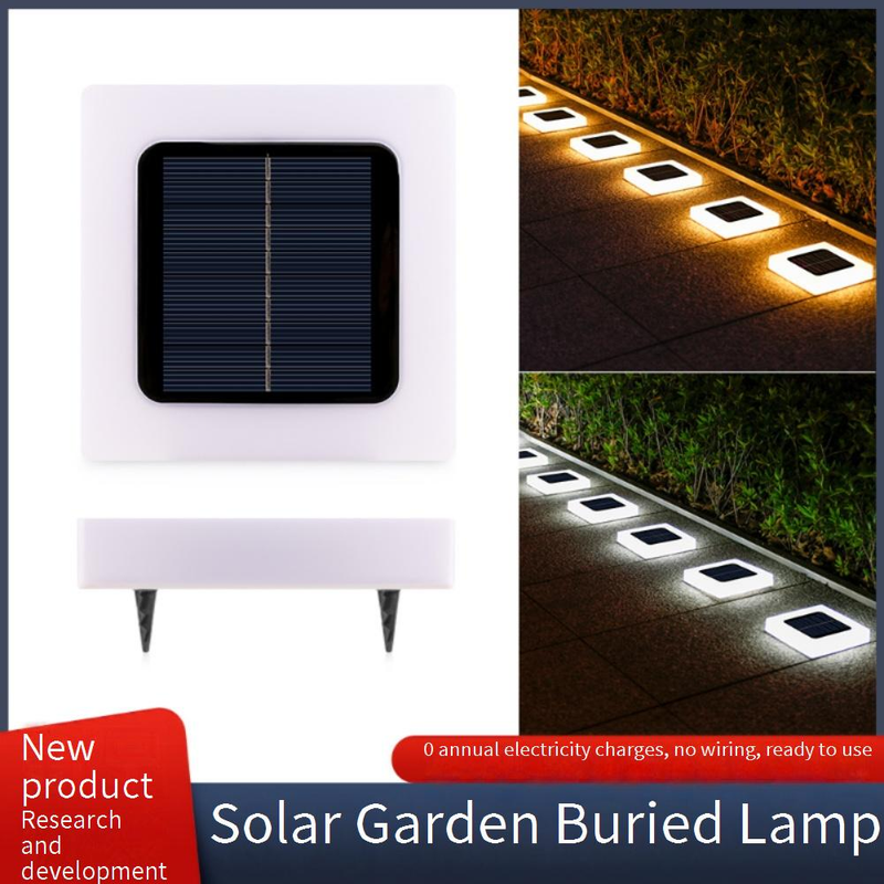 Lampada da terra a LED quadrata a energia solare con copertura smerigliata - Illuminazione da esterno a risparmio energetico per giardino, vialetto e patio_voghion.com
