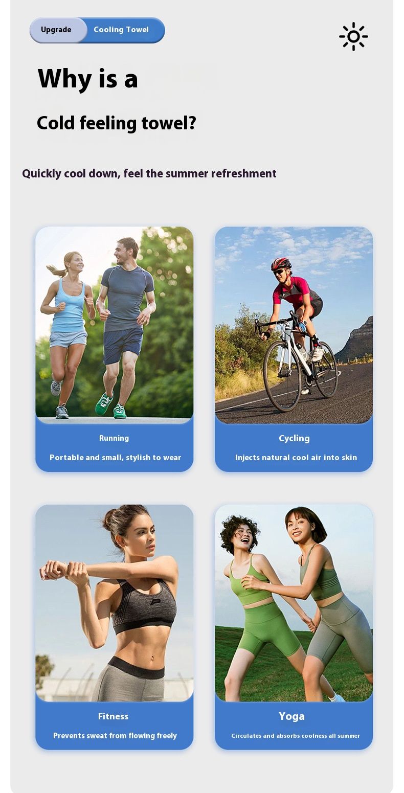 Kühlendes Sporthandtuch aus ultrafeinen Fasern – 30 x 100 cm, schnelltrocknend, tragbar und individuell anpassbar für Fitnessstudio, Laufen, Radfahren_voghion.com