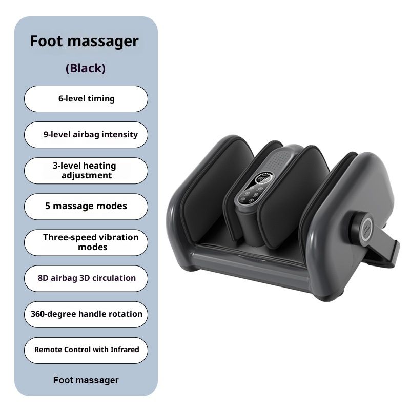 White/Grey/Black 3-in-1 Air Compression Massager For Legs, Arms & Feet – Wireless Remote Control, Kneading & Shiatsu Relief_voghion.com