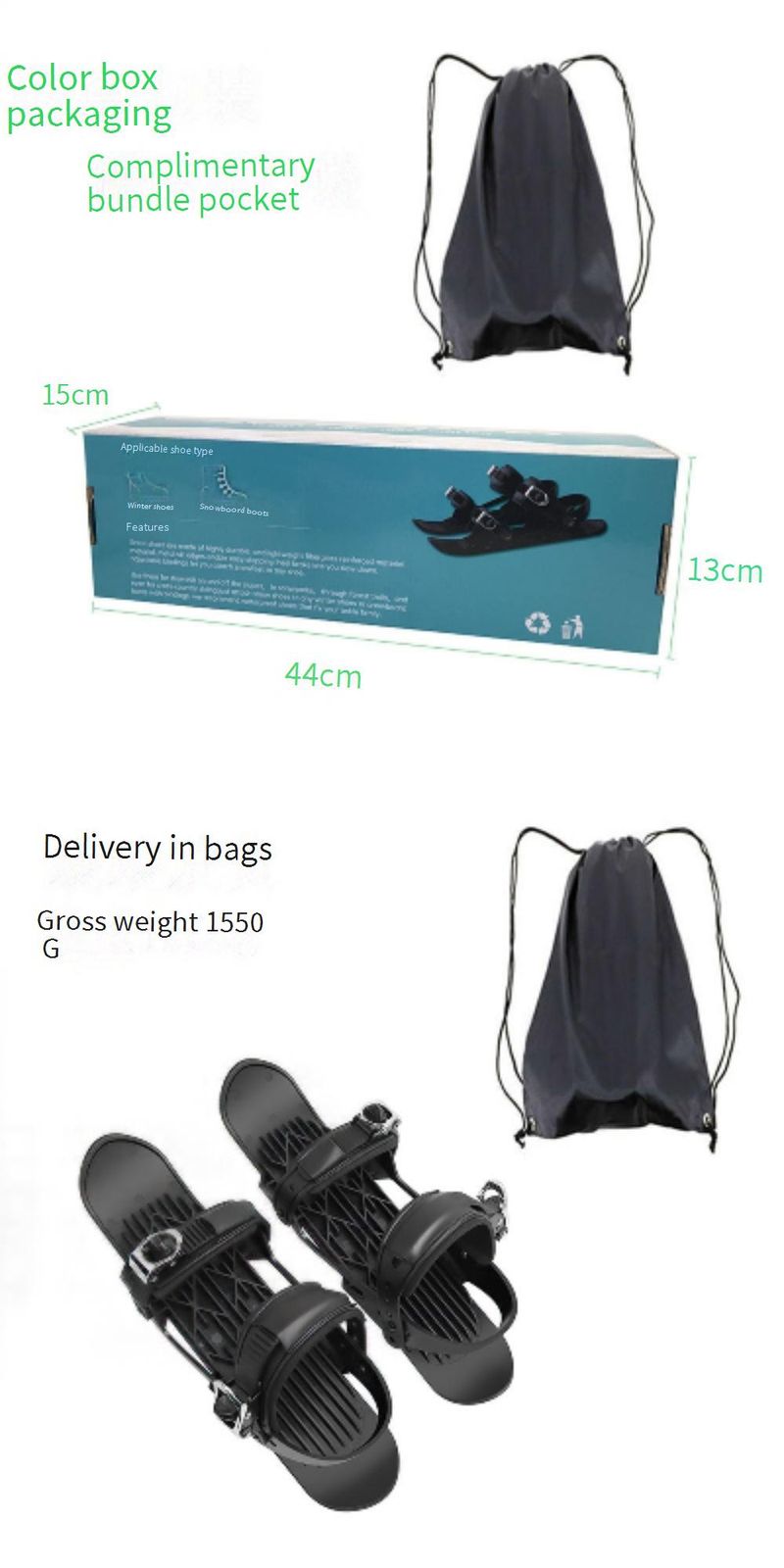 Vielseitiges Snowboard für Kinder und Erwachsene – leicht, robust und tragbar für Freestyle-Skifahren und Schneespiel_voghion.com