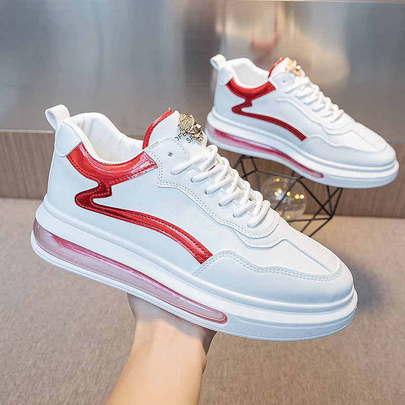 Neue Luftpolsterboden-Herrenschuhe, weiße Brettschuhe, trendige All-Match-kleine weiße Schuhe, dicker Boden, innere Erhöhungsschuhe, Frühlings-Freizeitschuhe für Männer_voghion.com