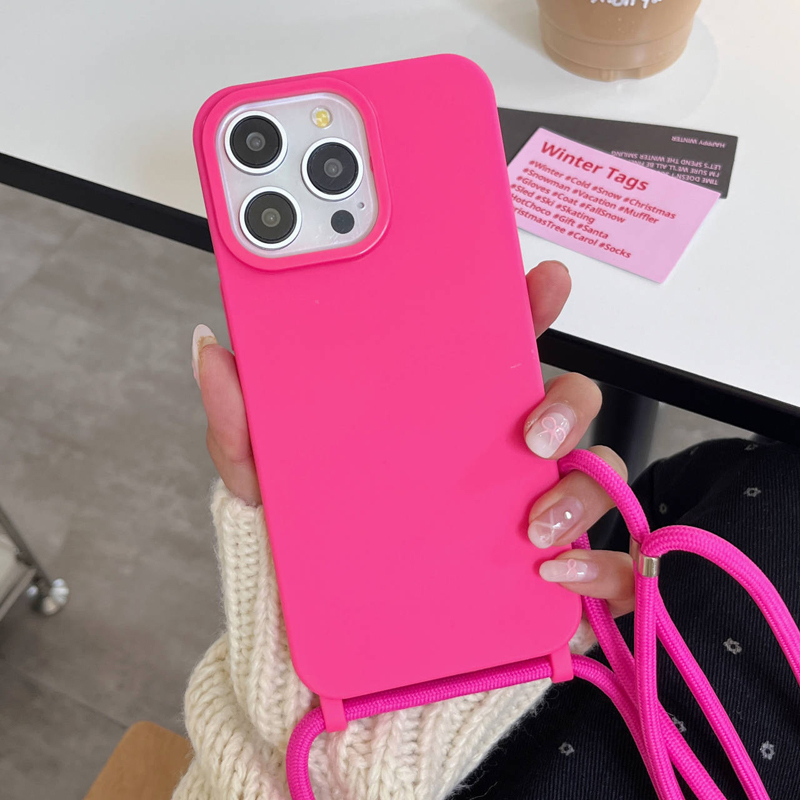 Crossbody Necklace Lanyard Cord Strap Phone Case For iPhone 11 12 13 14 15 Pro XS Max XR X Candy Color Soft_voghion.com