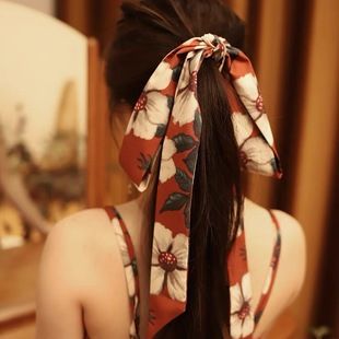 Fascia per capelli lunga dipinta a olio, stile, temperamento alla moda in stile occidentale, piccola sciarpa, striscia lunga primaverile e autunnale,_voghion.com