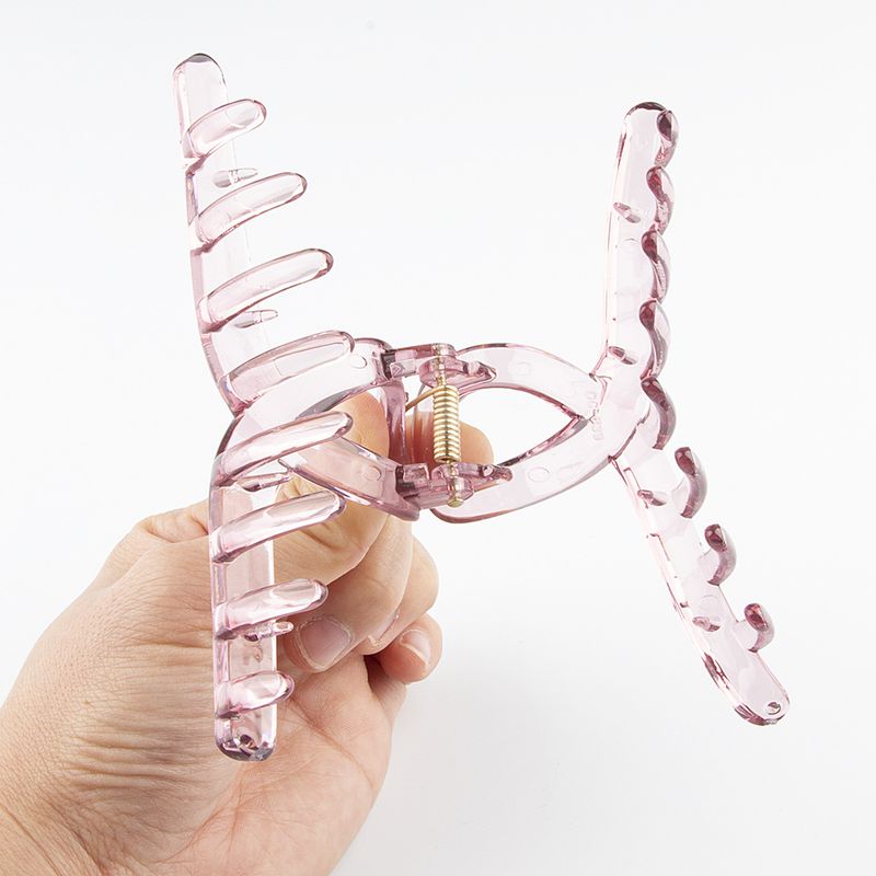 Forcina per capelli trasparente color gelatina, resistente alle cadute, con piastra fermaglio quadrata_voghion.com