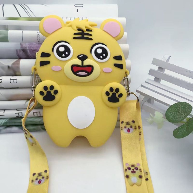Borsa a tracolla per bambini a forma di acchiappa-topi, a forma di tigre felice, in silicone, giocattolo antistress da spremere, portamonete_voghion.com