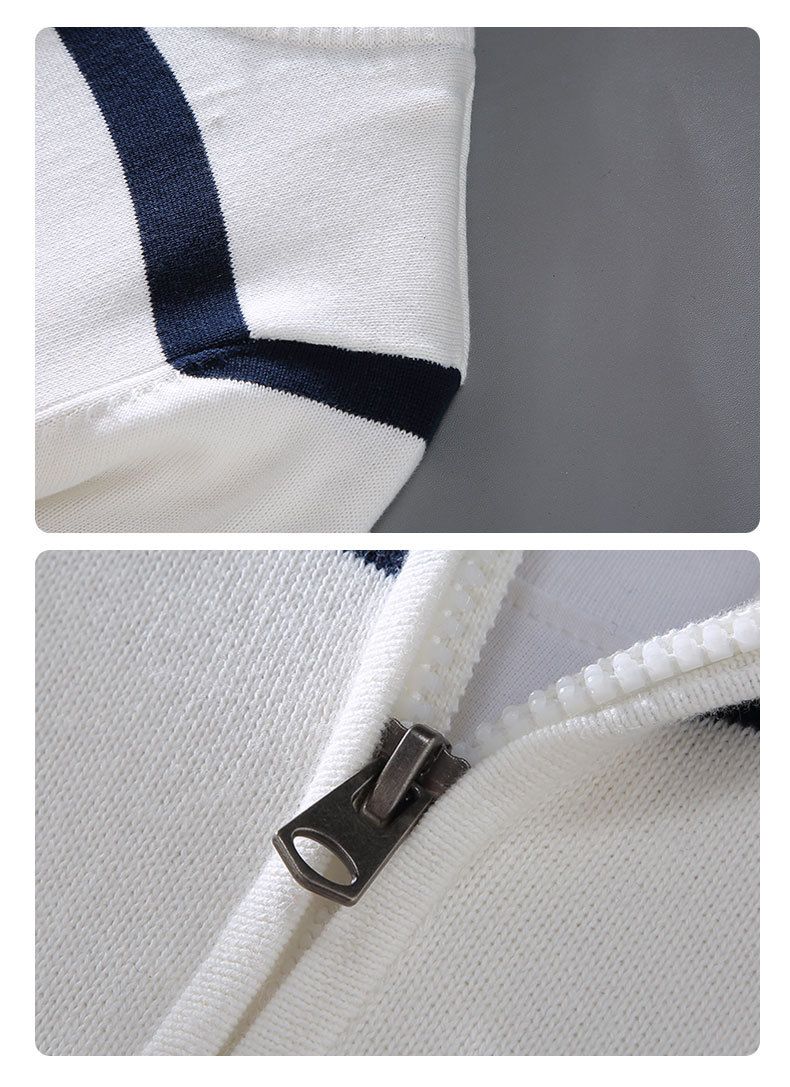 Pull à col demi-zip pour homme, tendance automne-hiver, style rétro universitaire, rayé, couleur contrastée, col haut_voghion.com