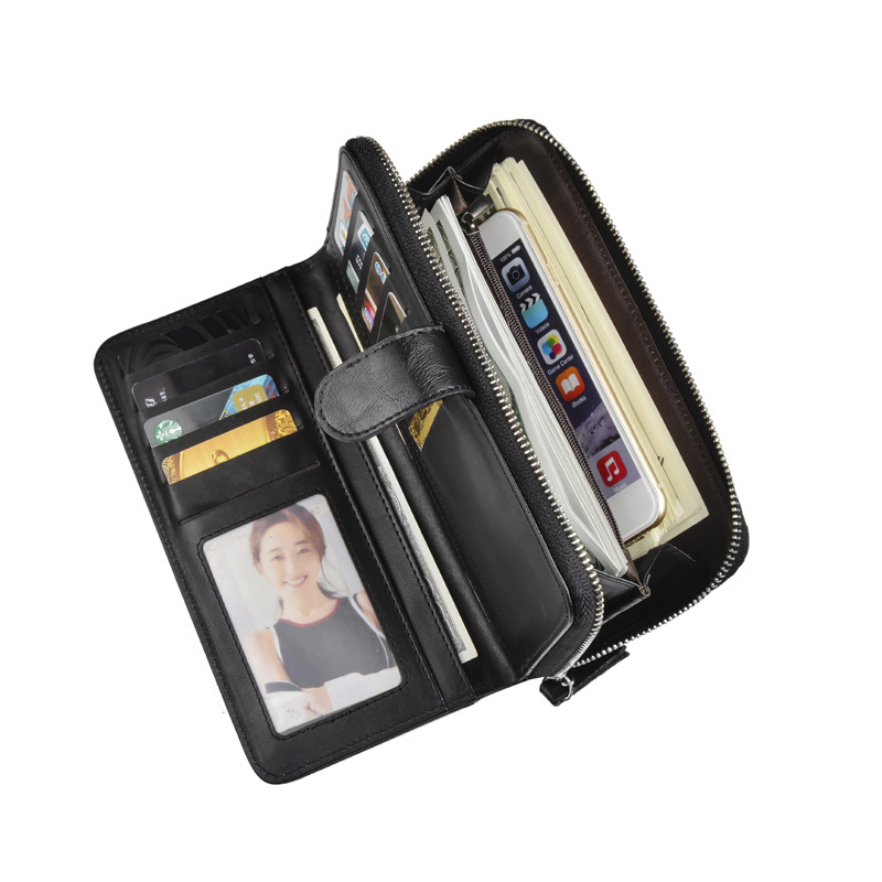 Cartera larga para hombre, bolso de mano multifuncional con hebilla para teléfono, muy popular_voghion.com