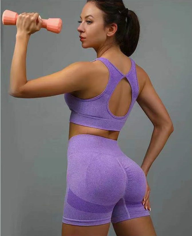 LazyZoom Yaz Popo Kaldırıcı Kolsuz Şeftali Popo Yoga Kıyafeti Kadınlar İçin Koşu Sporları Fitness Eğitimi İki Parçalı Set_voghion.com
