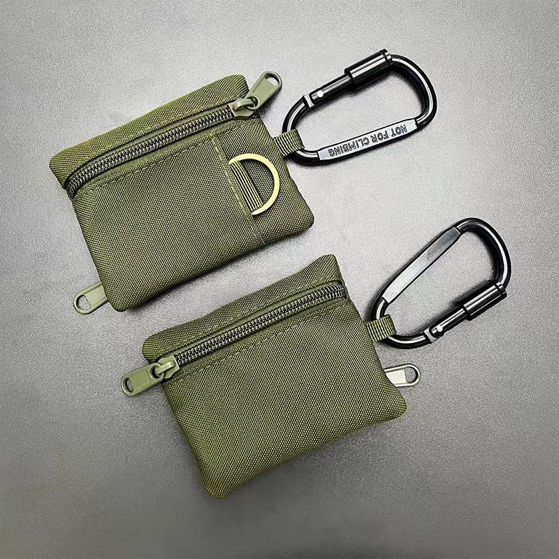 Portafoglio piccolo minimalista da campeggio tattico per esterni, arrampicata, pesca, portamonete con cerniera, porta carte, chiave, auricolari_voghion.com