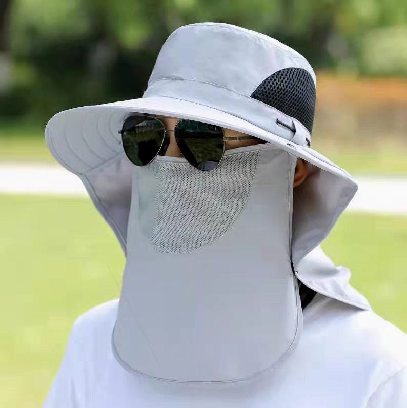 Fashion Summer Quick-drying Boonie with Neck Mask Cover Men Breathable Mesh Sun Visor Fisherman Hats Outdoor Wide Brim Bucket_voghion.com