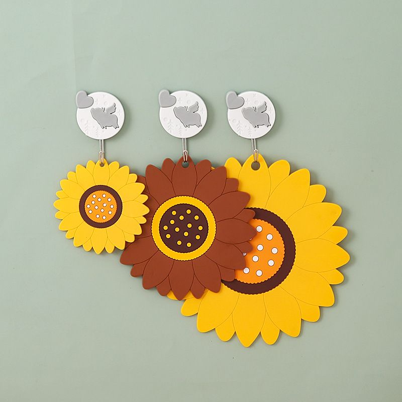 Sets de table résistants à la chaleur motif tournesol – Sets de table en PVC de style scandinave pour bols et assiettes (lot de 4, épais et durables)_voghion.com