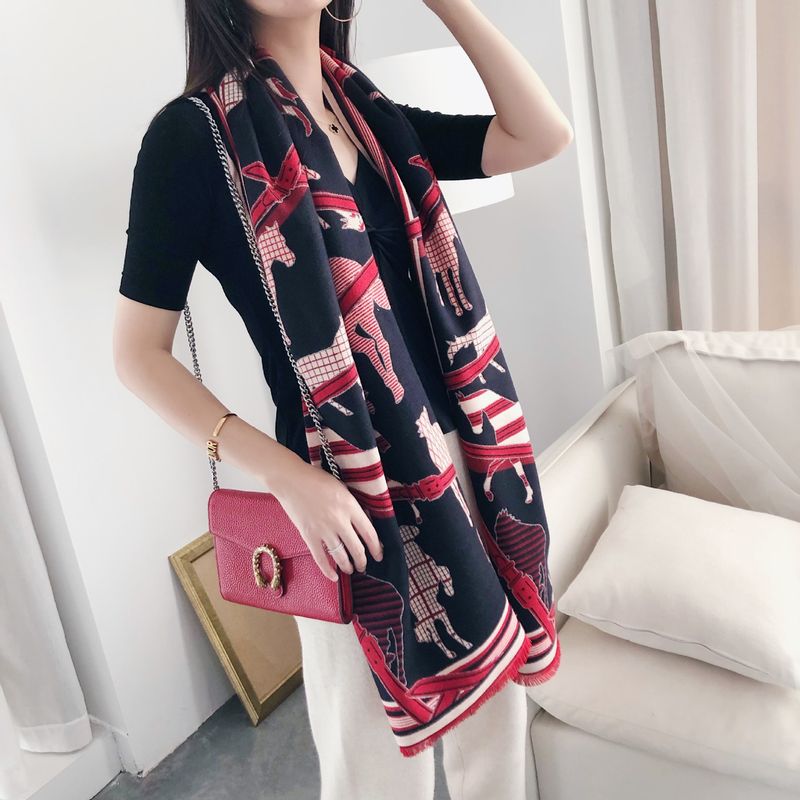 Women's scarf imitation cashmere autumn and winter jacquard warm scarf with a neck elegant scarf_voghion.com