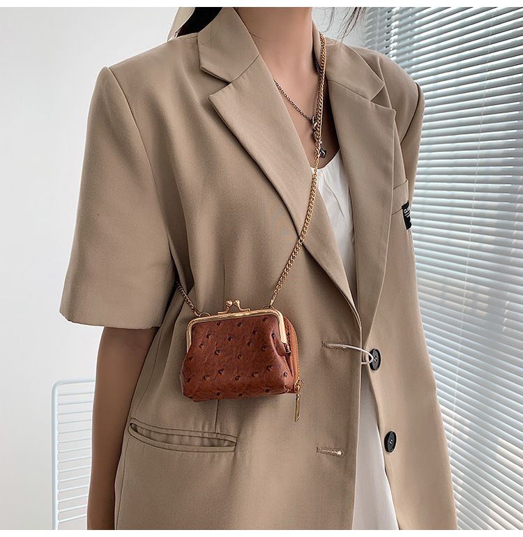 Torebka damska na jedno ramię, wzór strusia, mała torebka typu crossbody, tekstura popularna_voghion.com